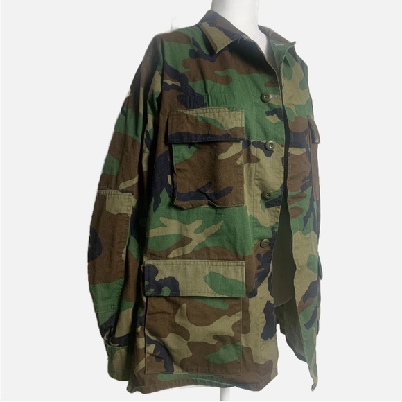 Army Jacket Camo Men's Medium Combat Camouflage Woodland Military Authentic - Picture 2 of 10